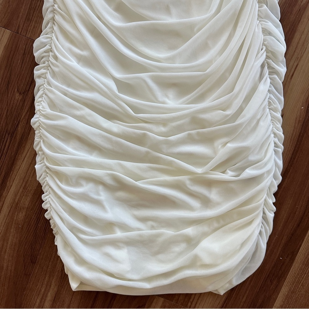 Michael Costello x REVOLVE India Midi Ruched Strapless Dress in White Sz. M - Picture 11 of 14